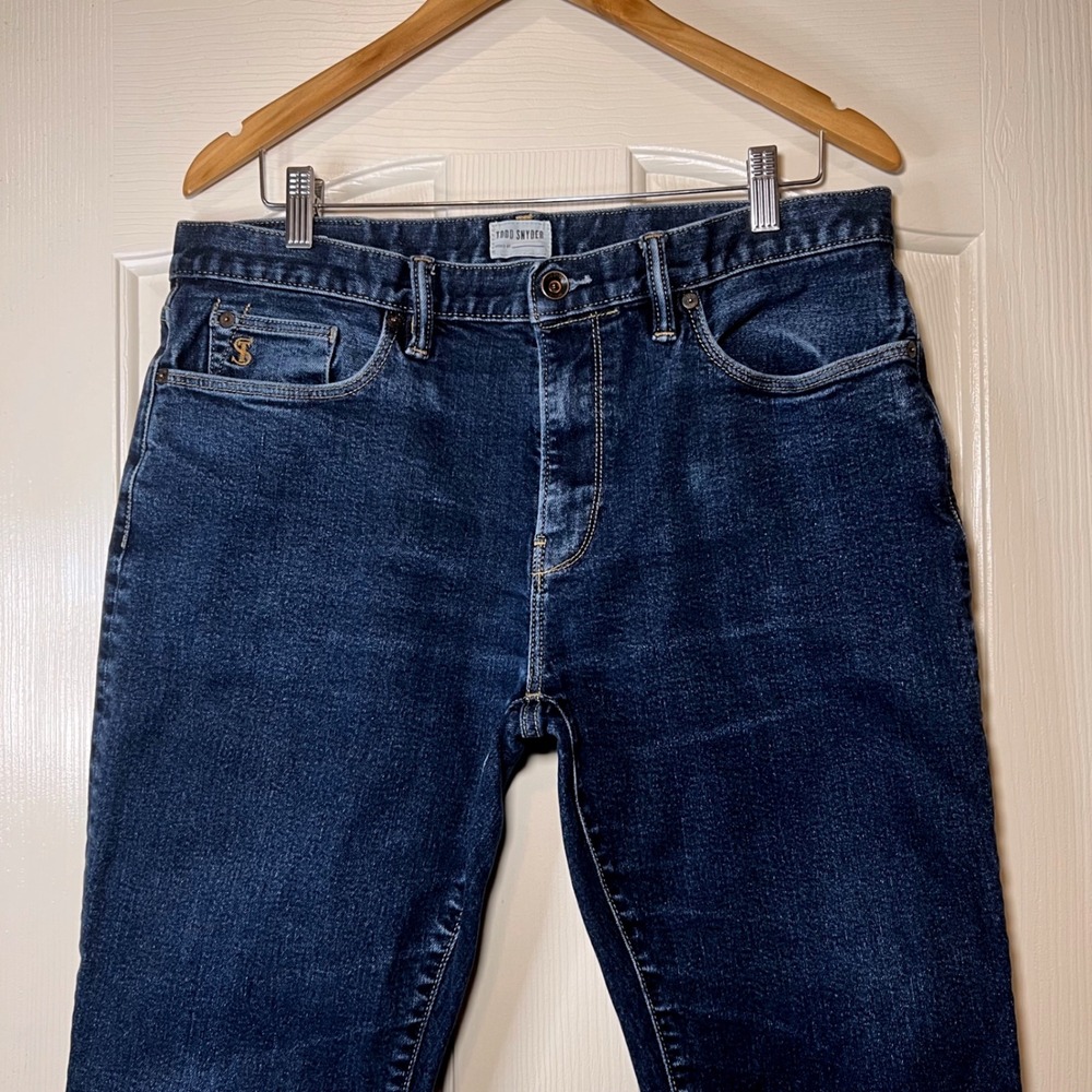 Todd Snyder Slim Fit Jeans Mens 36x32 Dark Wash Indigo Blue Button Fly Denim - Picture 3 of 10